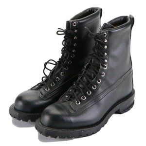 Unbranded Men Boot Steel Toe Leather Work Vibram Rubber Sole Black 9J411506 8.5